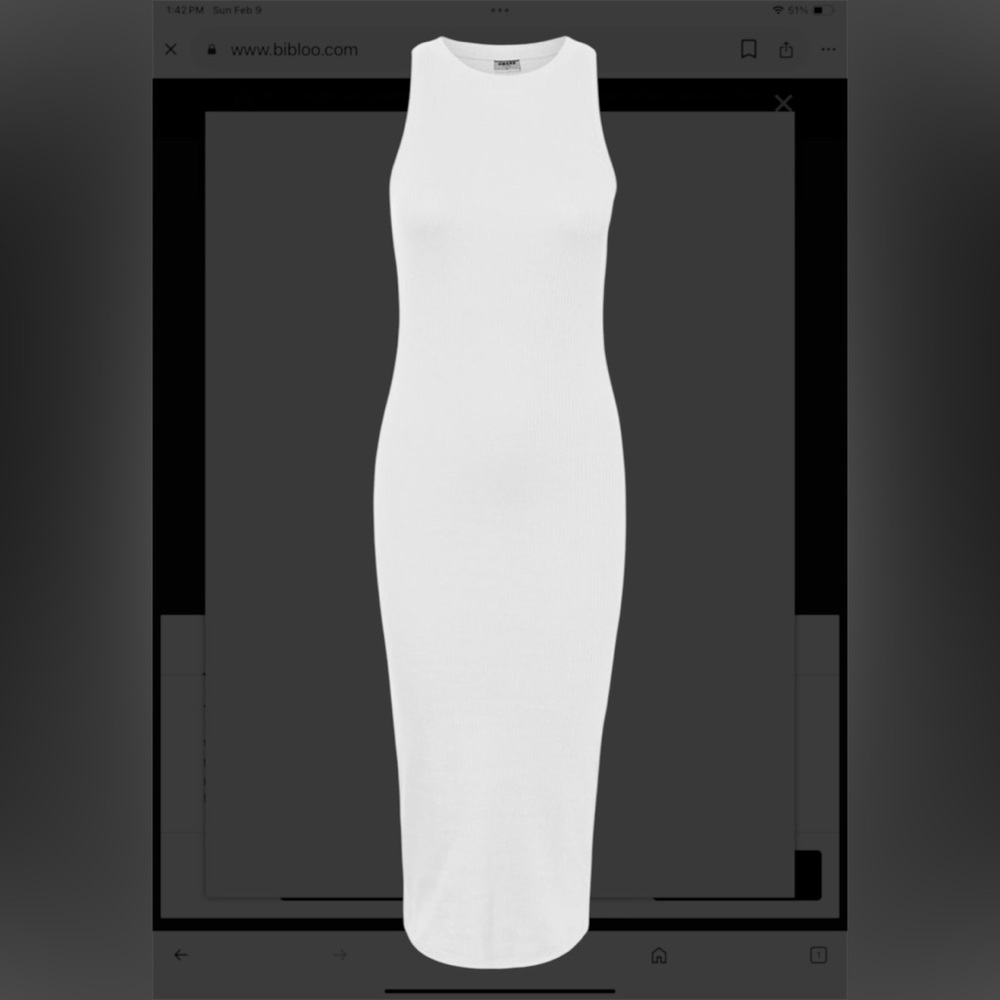 Aware by Vero Moda Ribbed Knit Fitted White Dress, Sleeveless, Round Neck, Sz M - Picture 5 of 13